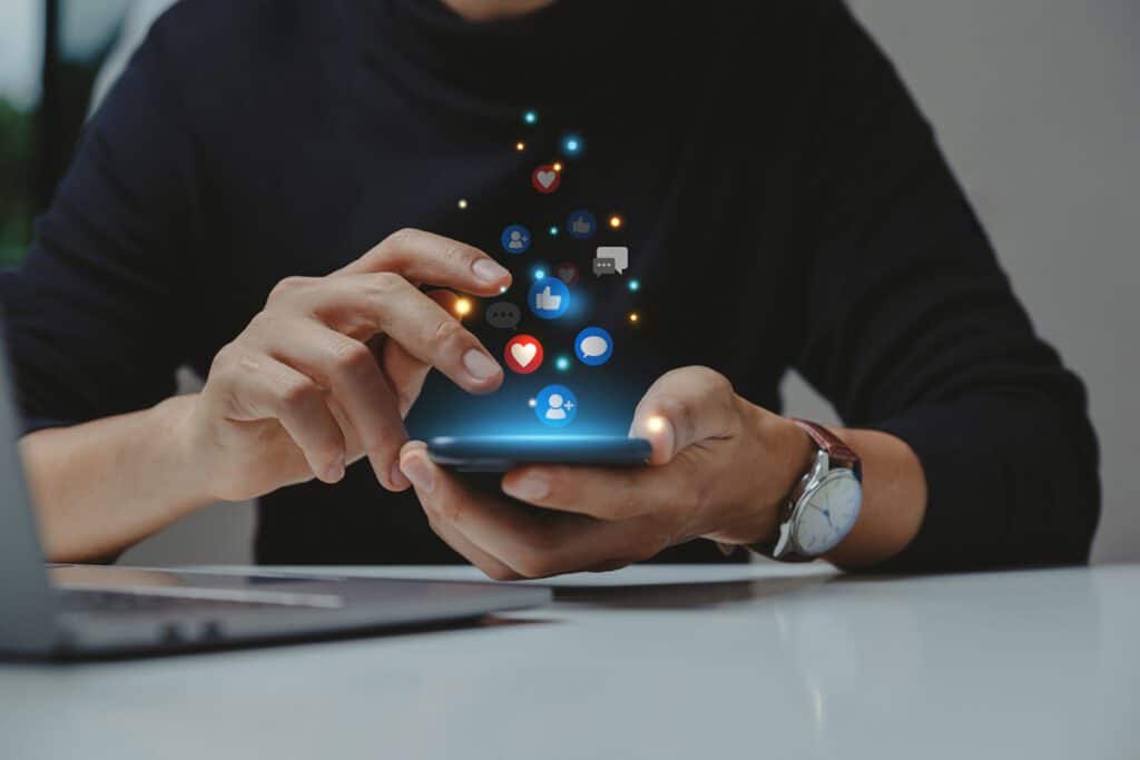 animation of app icons coming out of a phone