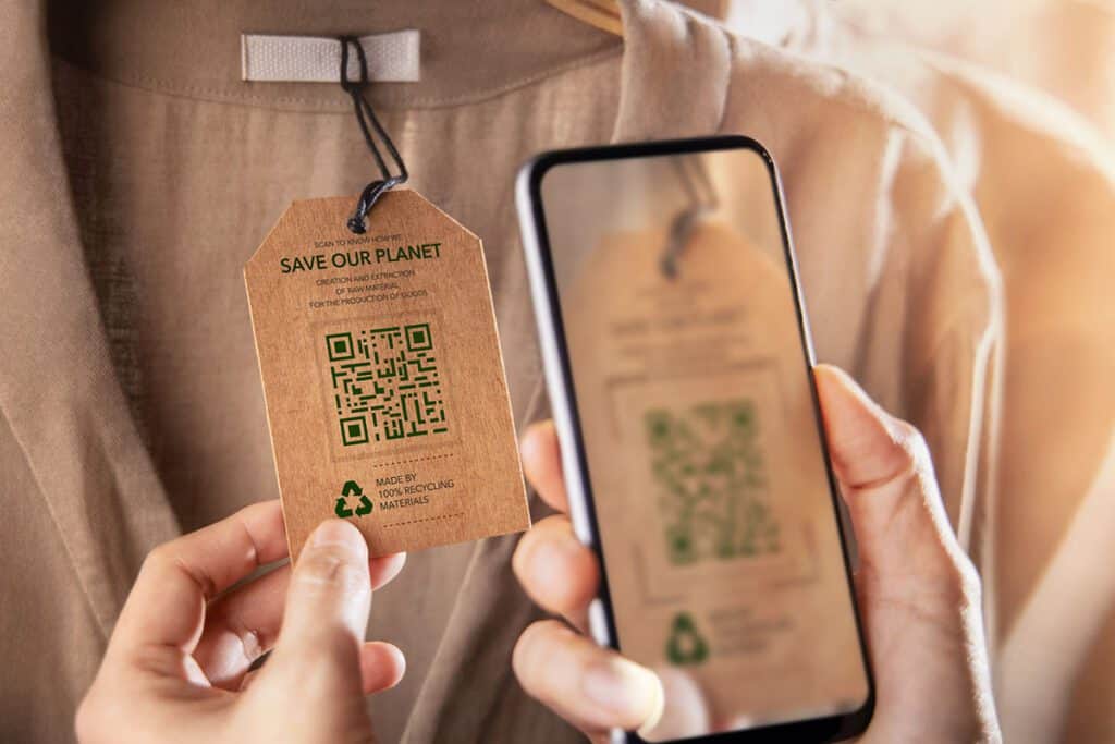 person scanning a QR code with their phone